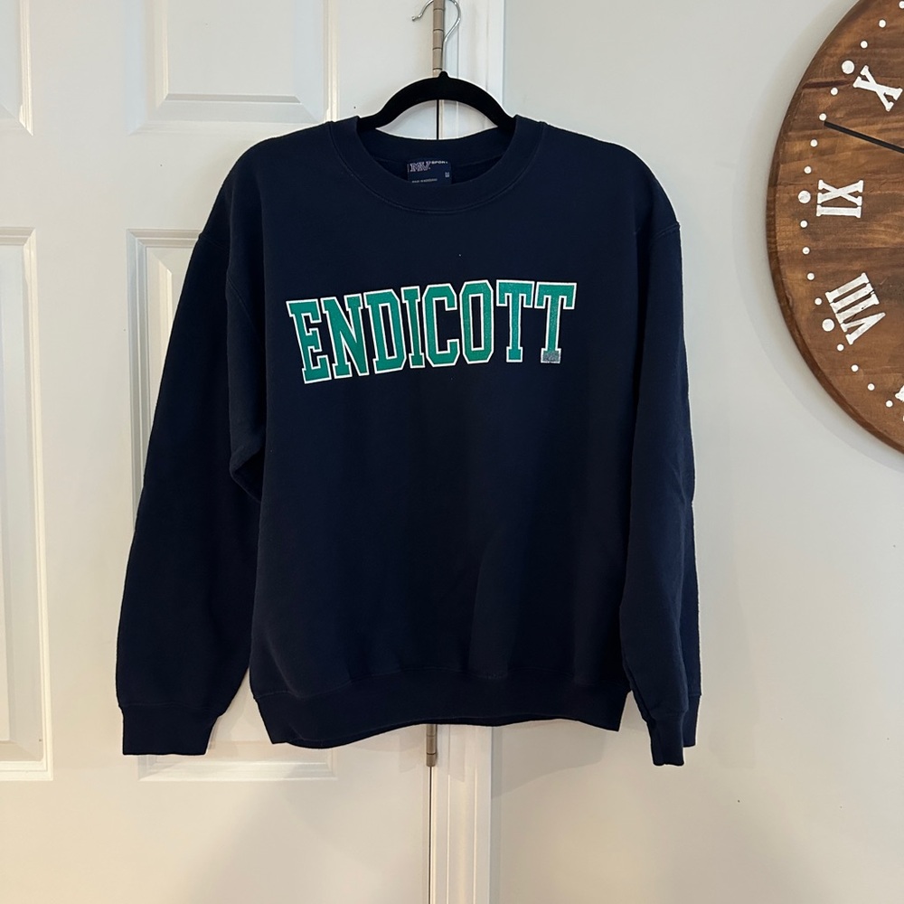 MV Sport Navy Crewneck Sweater with Green Lettering